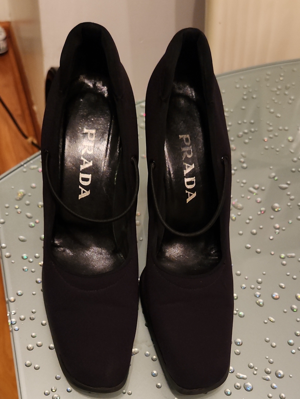 Prada Black Women's Square-Toe Pumps with Strap